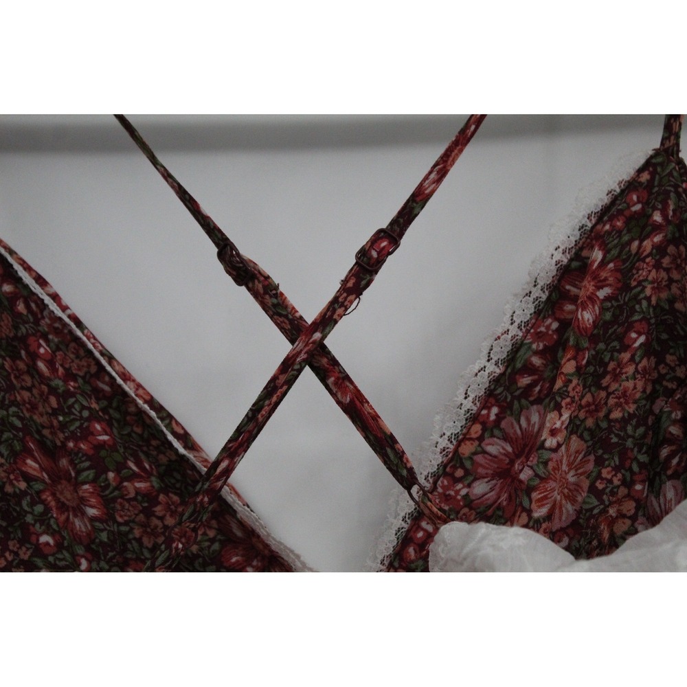 Altar'd State Floral Patchwork Maxi Dress Pink Lace Trim Cottagecore XS Romantic - Picture 8 of 12